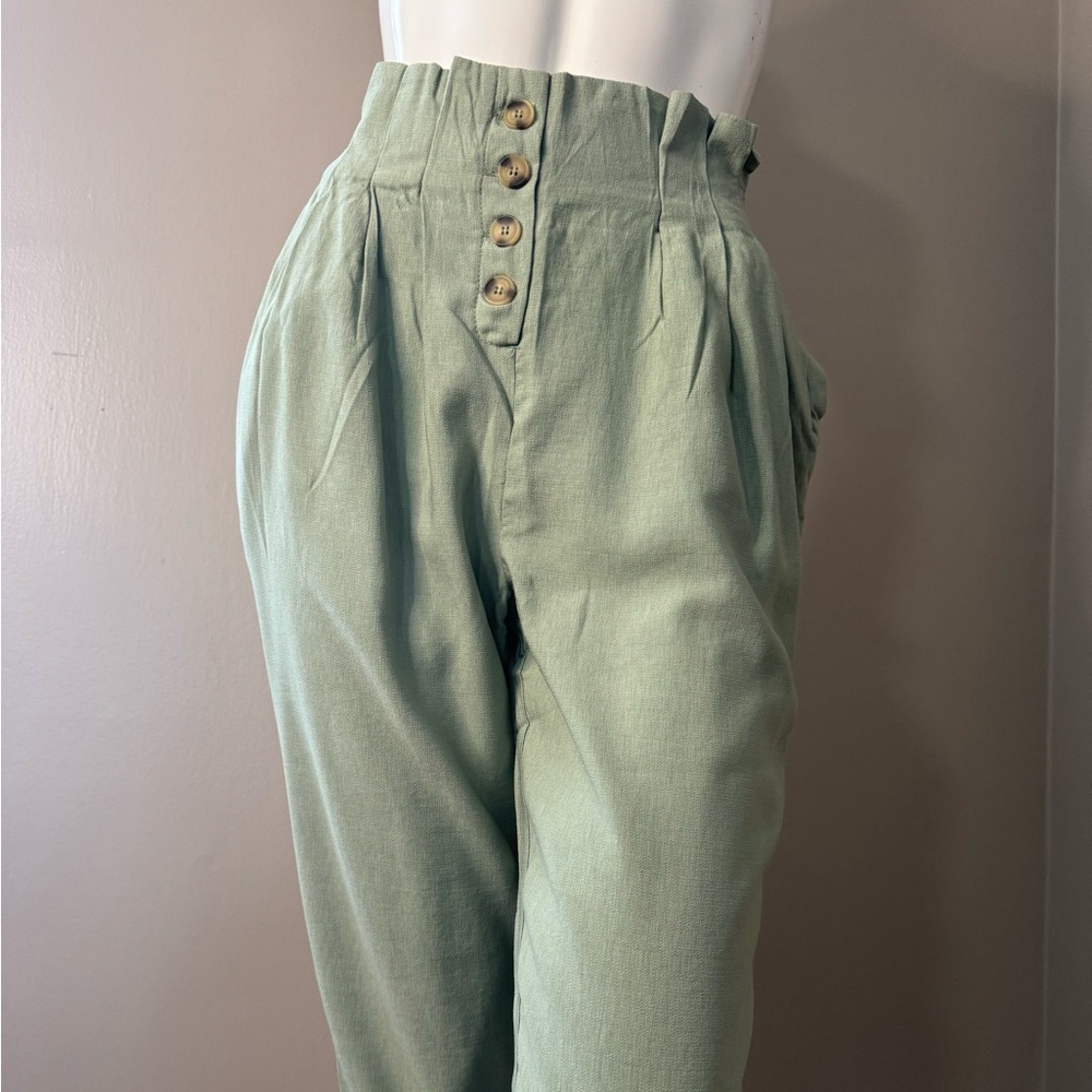 NWT Green Wate Olive Green Paper Bag Pants Slacks by Sparkz